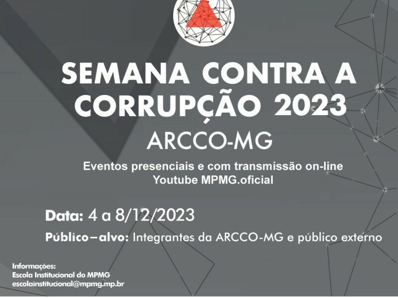 AGE-MG participará da Semana contra a Corrupção, promovida pela Arcco, de 4 a 8 de dezembro