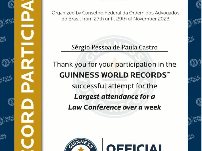 Guinness World Records inscreve nome do advogado-geral do estado no Livro dos Recordes